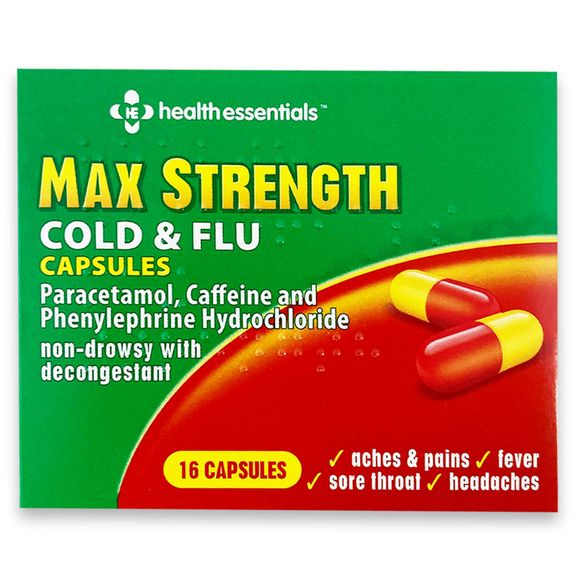 Health Essentials Max Strength Cold & Flu Capsules 16 Pack